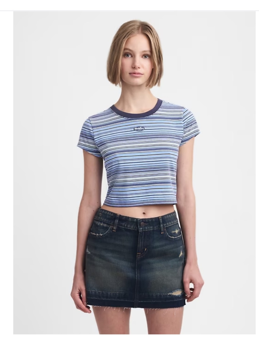NWT! GAP x MADHAPPY Baby Crop Tee in Coastal Blue size SMALL Y2K 90s Vintage